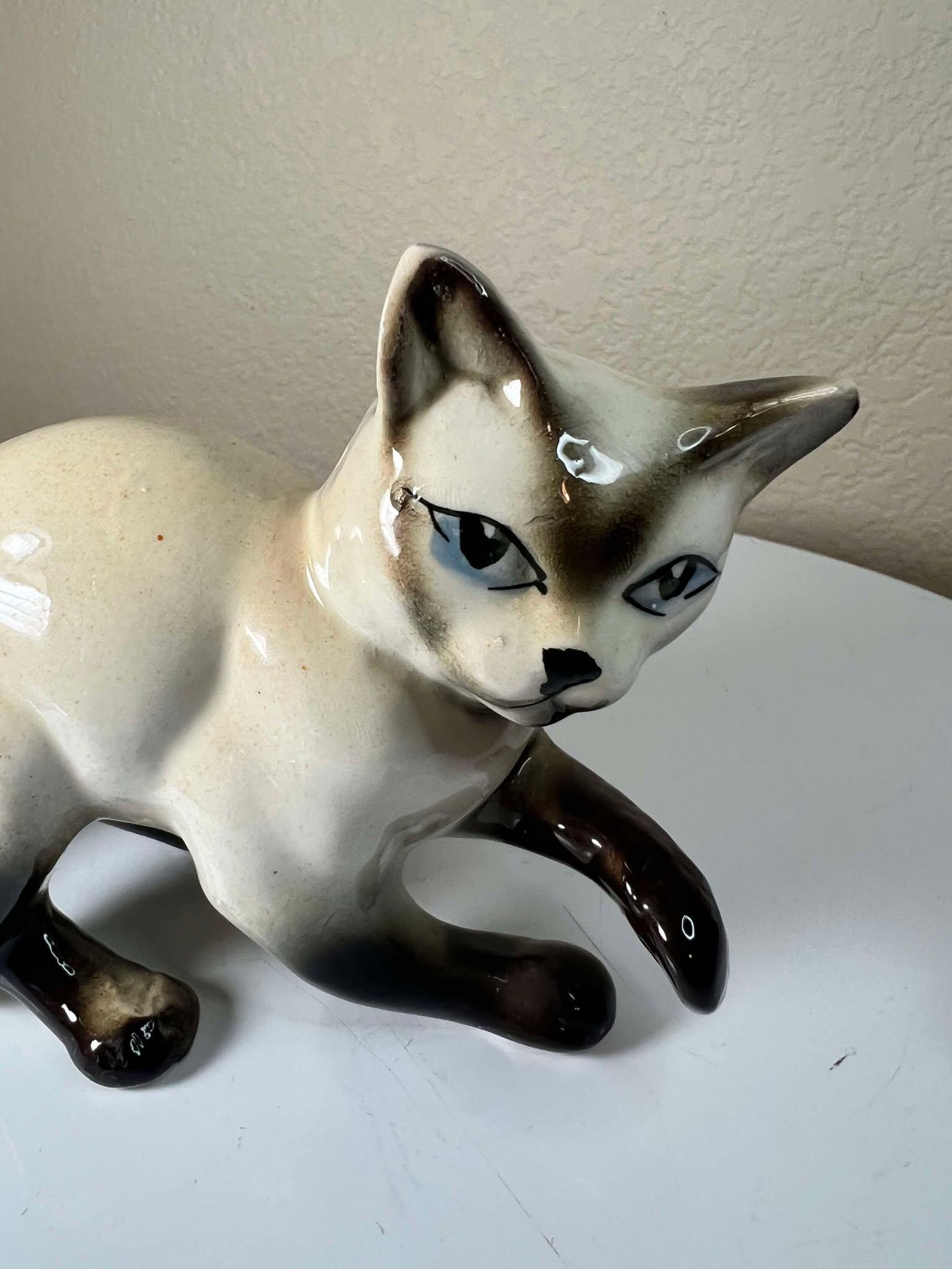 1950年代の大型6インチ陶器製シャム猫の置物 - Etsy 日本