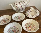 Rare Antique 6 pieces W.S. George Bolero Fiesta Floral China Set from 1914