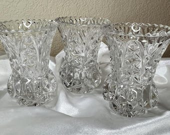 Crystal Zajecar Bud Vases or Toothpick Holders, 24% Lead Crystal Made In Yugoslavia 3''