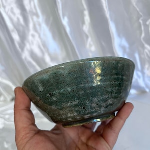 Studio Art Stoneware Pottery Green Glazed Small Bowl  Signed MAC A130