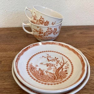 Large and Medium ,Breakfast and Flat Cup & Saucer Sets Quail Brown by FURNIVALS A1123