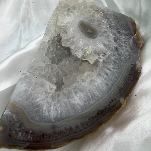 Brazilian Agate Geode Natural Druzy Agate Chakra Crystal Slab 20.75 oz 052402