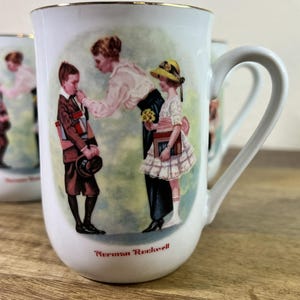 Vintage 1986 Norman Rockwell &#39;&#39;The First Day of School &#39;&#39;Coffee Mug Cup