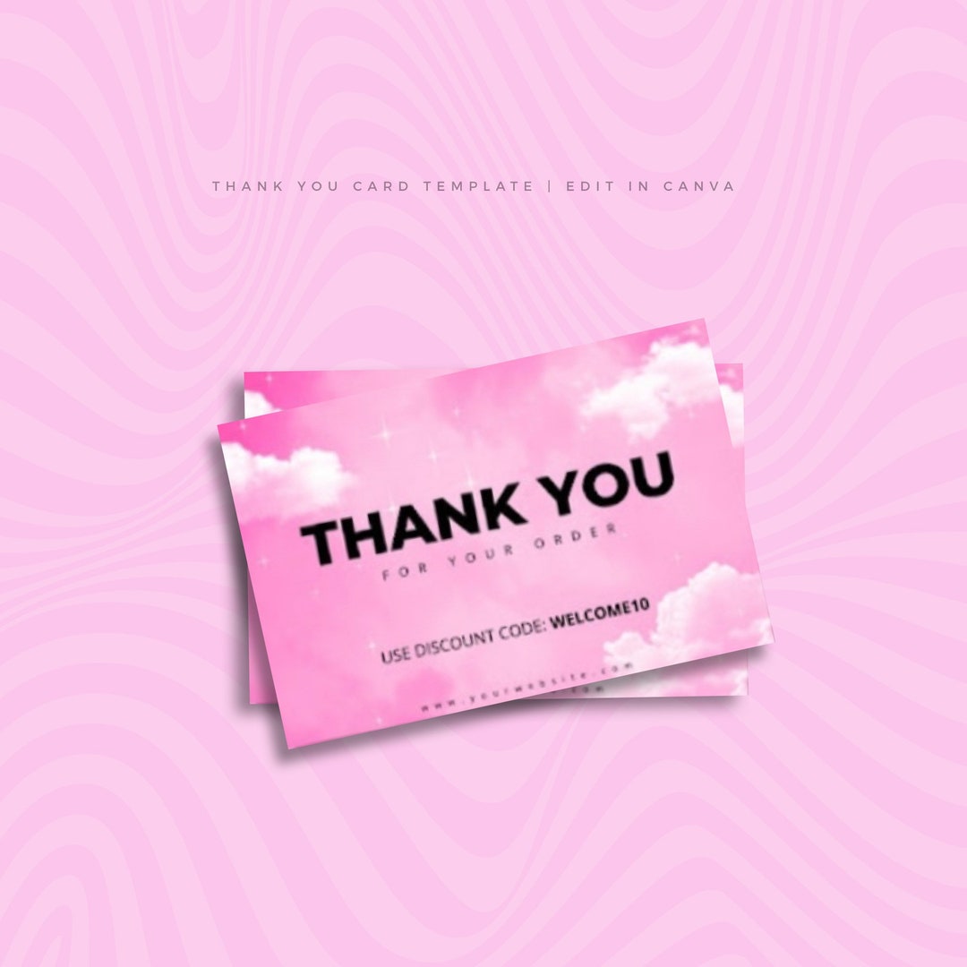 Pink Dreamy Clouds Editable Thank You Card Template | Editable Thank ...