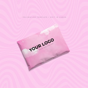 Modello Polymailer modificabile Nuvole da sogno rosa / Modello Polymailer modificabile / Modello Polymailer Canva