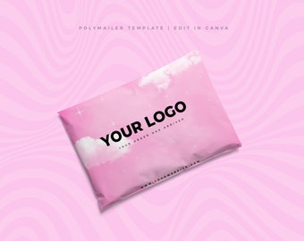Pink Dreamy Clouds Editable Polymailer Template | Editable Polymailer | Canva Polymailer Template