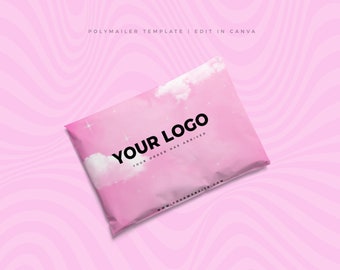 Pink Cloud Polymailer Template | Editable Boutique Packaging (Canva)