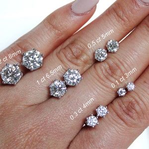 Orecchini a bottone con moissanite a sei punte, argento 0,1-2 ct, oro 14k e 18k, orecchini a bottone da sposa per anniversario di matrimonio, orecchini per tutti i giorni, unisex