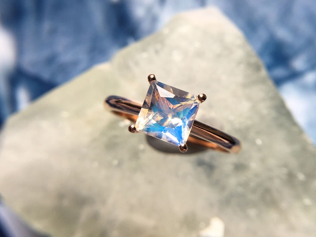 Gemstone Princess Cut Moonstone Vintage Princess Cut Morganite