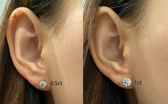 1ct diamond earrings on ear deals