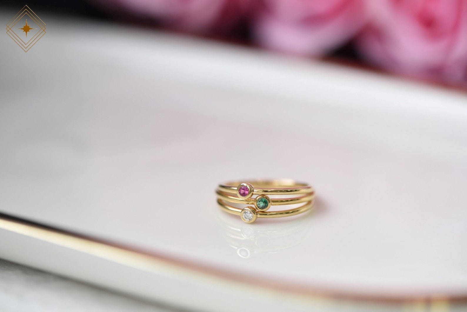 Solitaire Minimalist Small Diamond Gold Ring, 14k 18k Gold Tiny Genuine ...