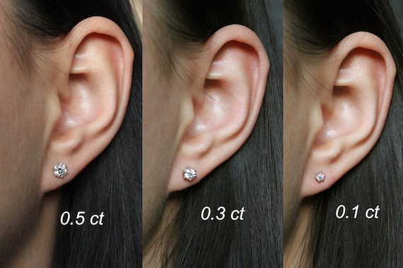 Moissanite Stud Earrings Six Prongs 0.1 Ct 2 Ct Silver 14k 18K Gold Wedding Anniversay Bridal Stud Earrings everyday Earrings Unisex Etsy