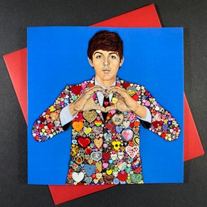 Tarjeta de felicitación con corazones de Paul McCartney