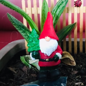 Miniature Christmas Gnome with Tree