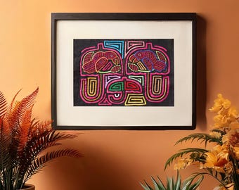 Unframed Handmade Kuna Mola Art - Authentic and Unique Home Decor Piece 187