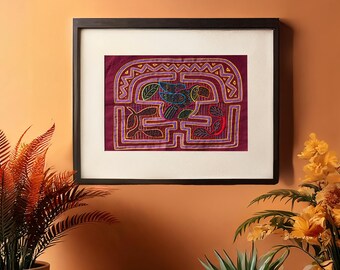 Unframed Handmade Kuna Mola Art - Authentic and Unique Home Decor Piece 152