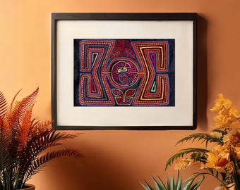 Unframed Handmade Kuna Mola Art - Authentic and Unique Home Decor Piece 102