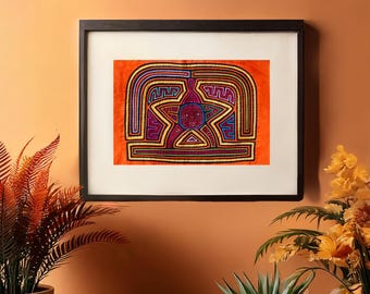 Unframed Handmade Kuna Mola Art - Authentic and Unique Home Decor Piece 93