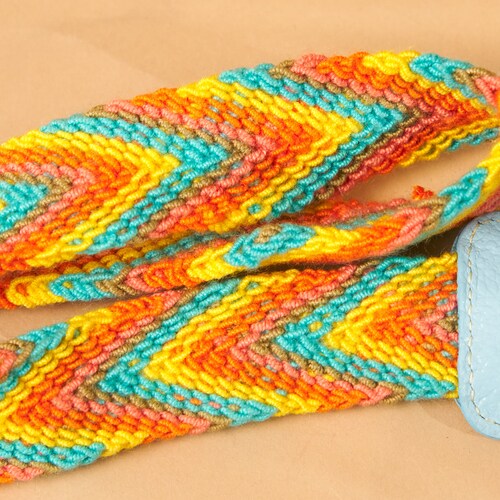 Handmade shops Leather Handbag with Wayuu-Crocheted Strap Sky Blue
