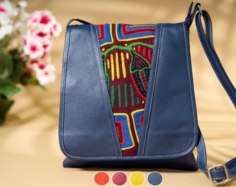 Messenger  Bag Handmade with Vibrant Color molas -Artisan fair trade Craftsmanship - Functional and Fashionable