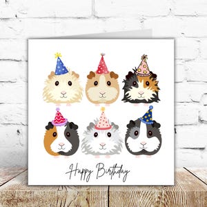Carte d'anniversaire de cochons d'Inde dans des chapeaux de fête, carte d'anniversaire de cochons d'Inde, carte d'anniversaire animal, anniversaire, carte d'anniversaire personnalisée, cochons d'Inde