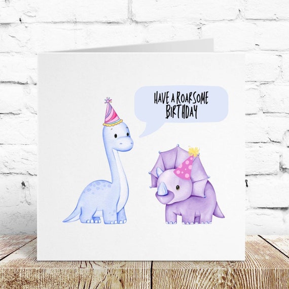 Personalised 'Have a Roarsome Birthday' Dinosaur Card - Bespoke Gifts