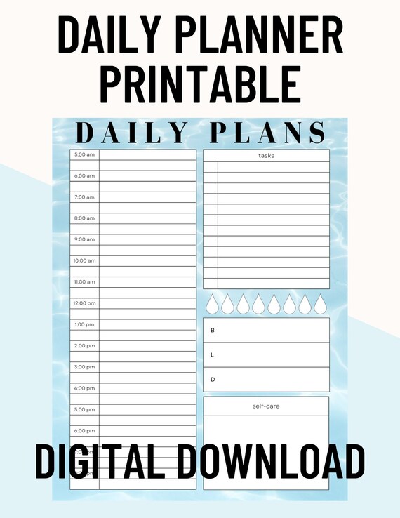 Printable Daily Planner 8.5x11 DIGITAL DOWNLOAD Pool - Etsy