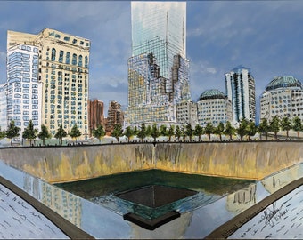 Never Forget September 11th memorial | patriotic marker rendering,  9/11 tribute , architecture, twin towers and ground zero, WTS (prints)