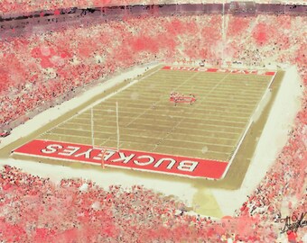 Ohio state university, College Dorm Decor (alumni grad student, sports gift, OSU) Cleveland, Columbus, unique artwork, hand-painted  (print)