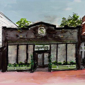 Shyndigz RVA (dessert cafe) hand painted watercolor - Richmond Virginia inspired hand drawing and sketch. Unique gift for vcu  ) *prints*