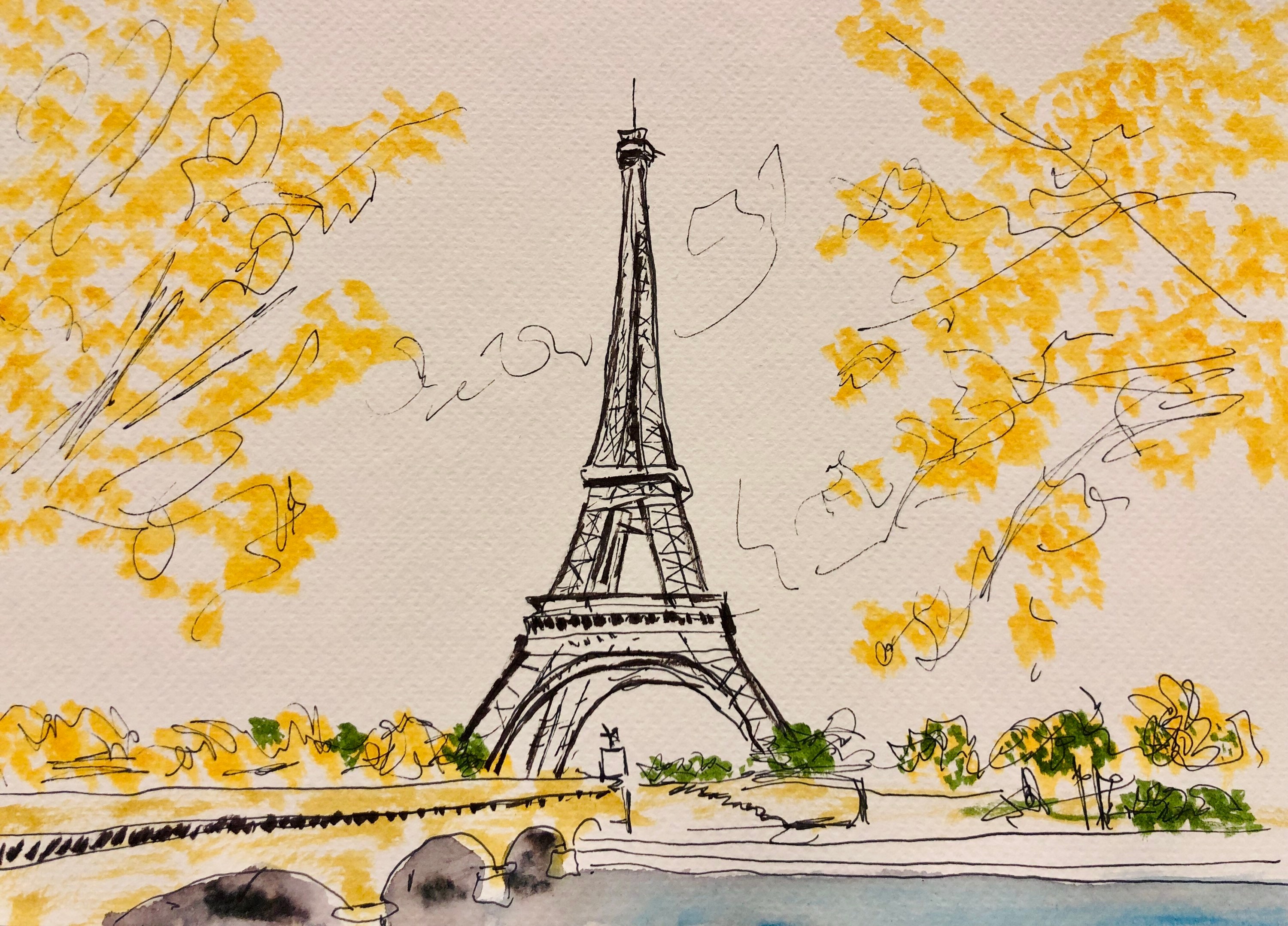 Paris Print Travel Sketch Paris Cityscape Watercolor - Etsy