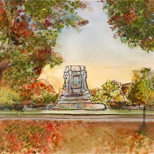 A New Chapter in History: Monument Avenue Richmond VA by VCU- Fall 2020 *RVA art- hand-painted using watercolors and micron pens* (print)