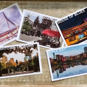 Juego de 5 postales de acuarela de Boston, MA (4 x 6 pulgadas). Beantown, hecho a mano, regalo para amantes de los viajes