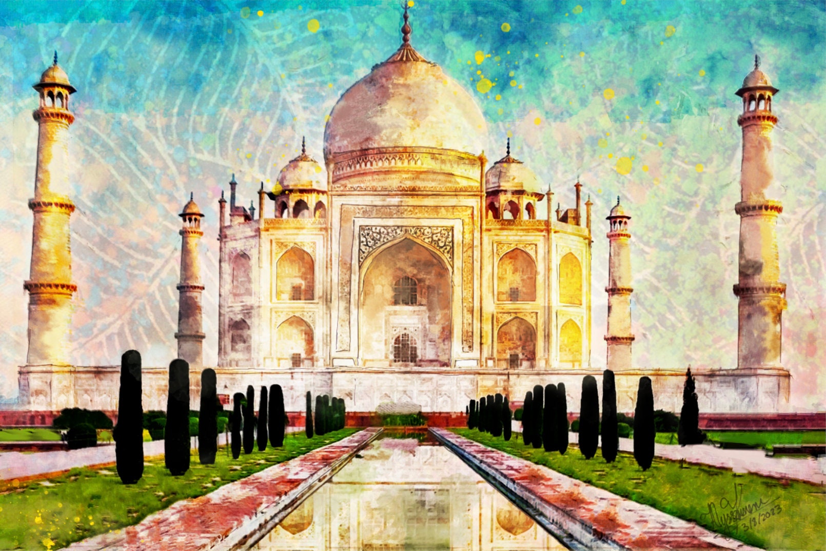 Décoration murale en verre trempé Taj Mahal