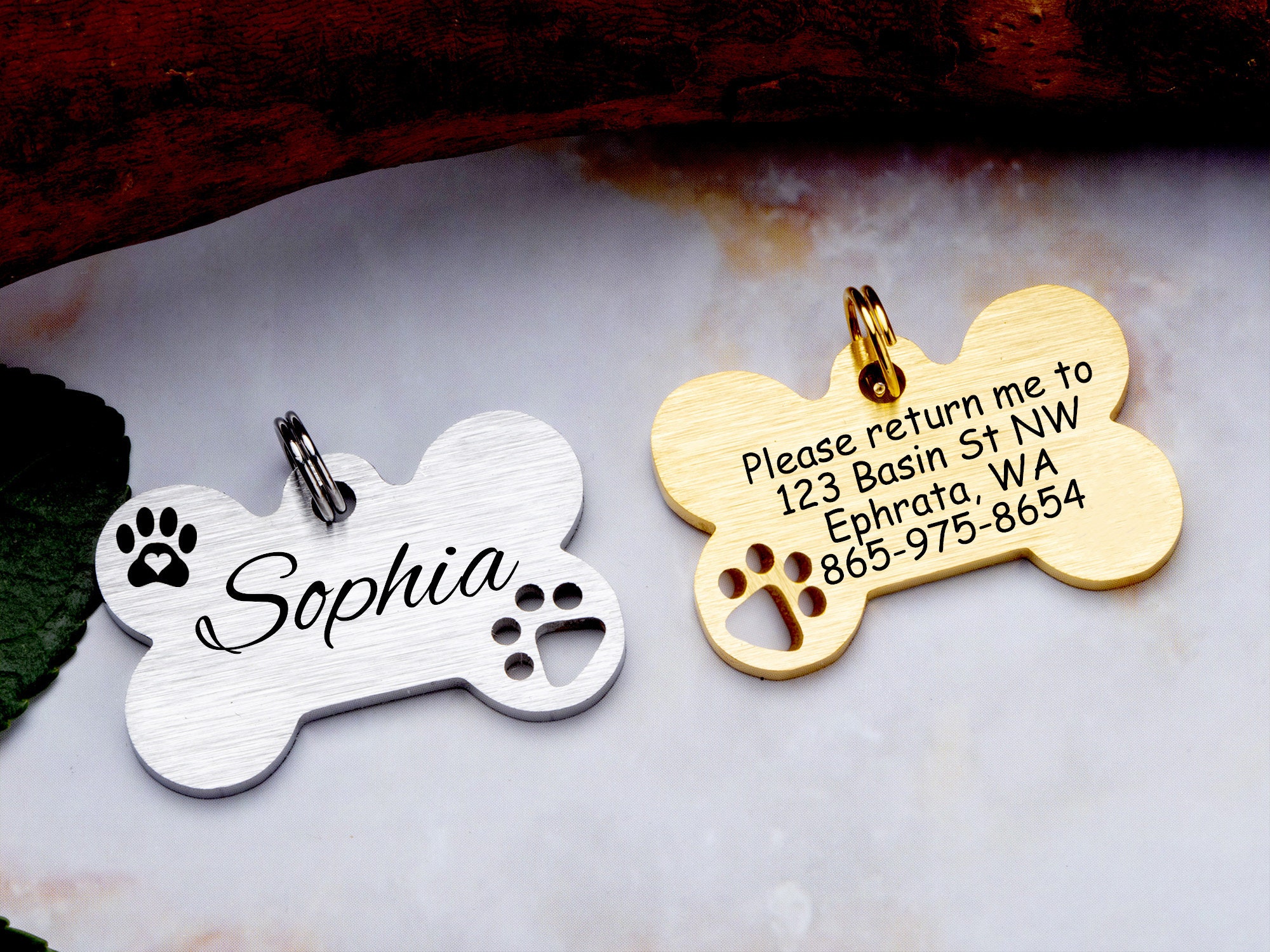 Engrave Bone Dog Tag for Dog Collar Tag with Name Personalize Etsy