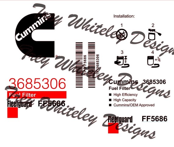 Download Cummins Diesel Fuel Filter Label Svg Etsy