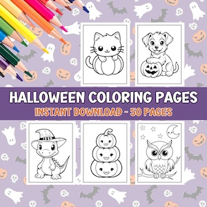 Printable Halloween Coloring Pages Simple - Etsy