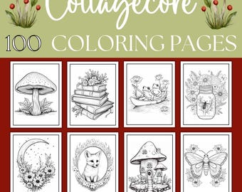 Cottagecore Coloring Pages, Digital Coloring Book, Cottage Core Printable Adult Coloring