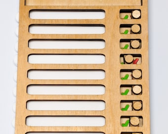 Upgraded Magnetic Wood Chores Board with Acrylic Dry Erase Sliders - Elegant Task Organizer for Home and Office