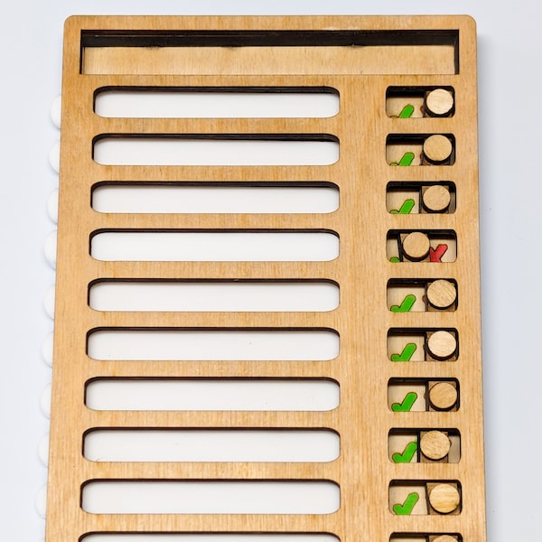 Upgraded Magnetic Wood Chores Board with Acrylic Dry Erase Sliders - Elegant Task Organizer for Home and Office