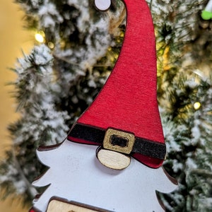 Customizable 4-Inch Gnome Ornaments - Handcrafted Birch Wood - Choose Clothing - Hat Decor - With Hanging String , Stand - Festive Hand-Pain