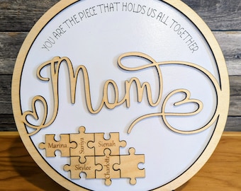 Mother&#39;s Gift Personalized, with a family puzzle! Grammy or Mommy too ! Christmas Mother&#39;s gift!