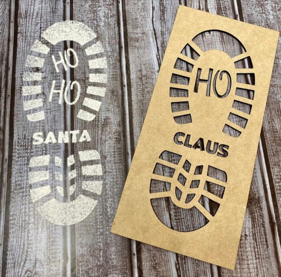 Modello di impronte di piedi di Natale, stencil di piccoli stivali di Babbo Natale, Stencil per pittura con i piedi di Babbo Natale, Stampo per torta riutilizzabile con impronta natalizia, decorazione