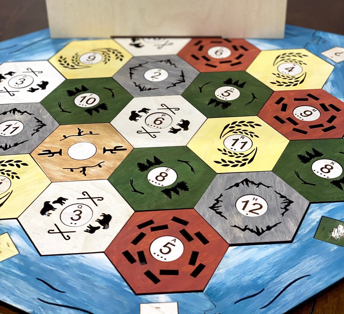 Custom Wood Catan Board Stained &amp; Hand Painted | Etsy