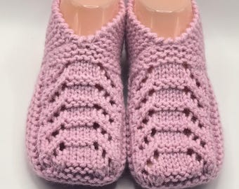 Handmade short light pink adult slippers (socks)