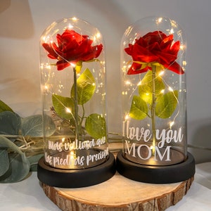 Eternal Rose LED Light,Eternal rose in Glass Dome,Gift For Her,Bridesmaid Gifts,Birthday Gift,Wedding Gift Anniversary Gift,Valentine's Gift