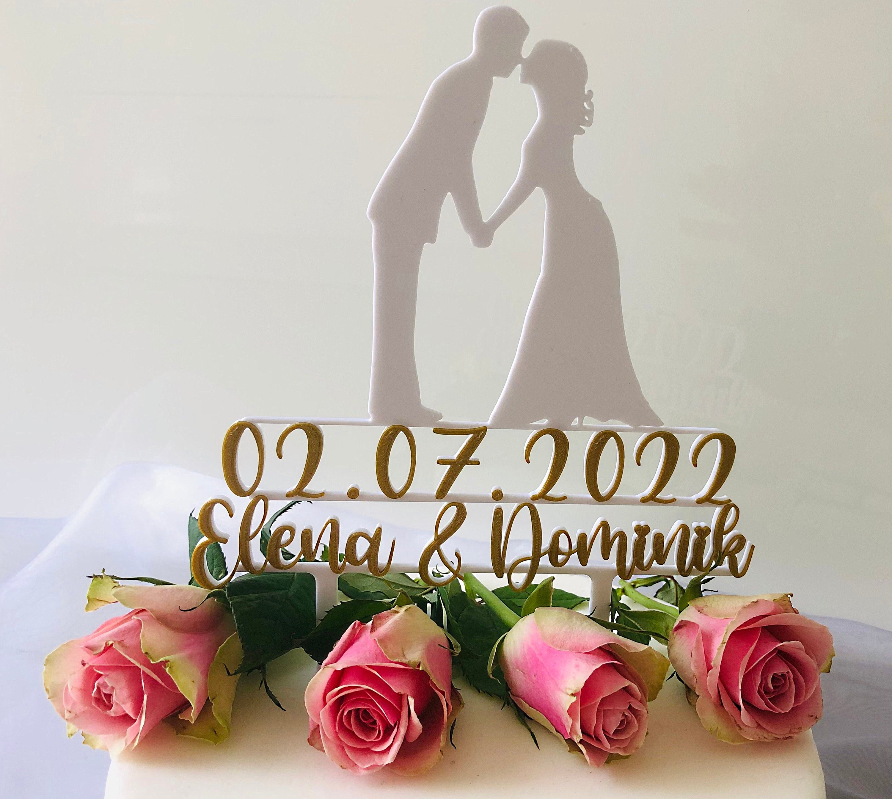 Personalized cake topper "Wedding couple" - stylish, individual and multi-colored as an eye-catcher for the wedding cake