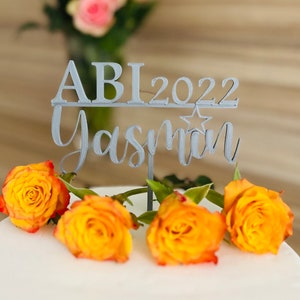 Personalisierter Cake Topper "ABI" -individuell, mehrfarbig mit Abschlussjahr zum bestandenen Abitur