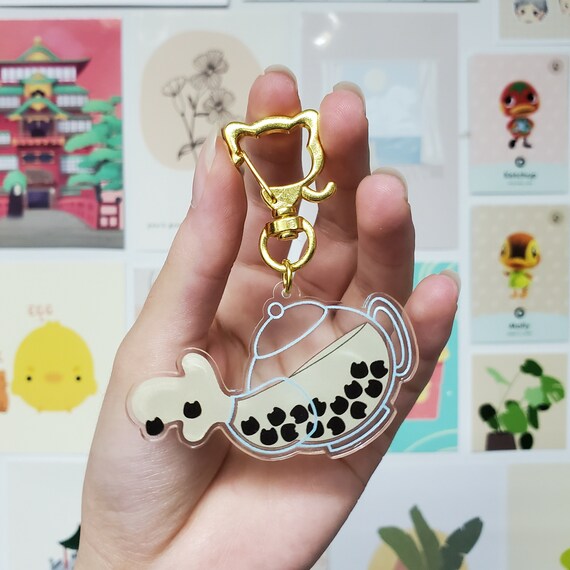 Cat Boba Teapot Acrylic Charm Cat Acrylic Charm Keychain Etsy