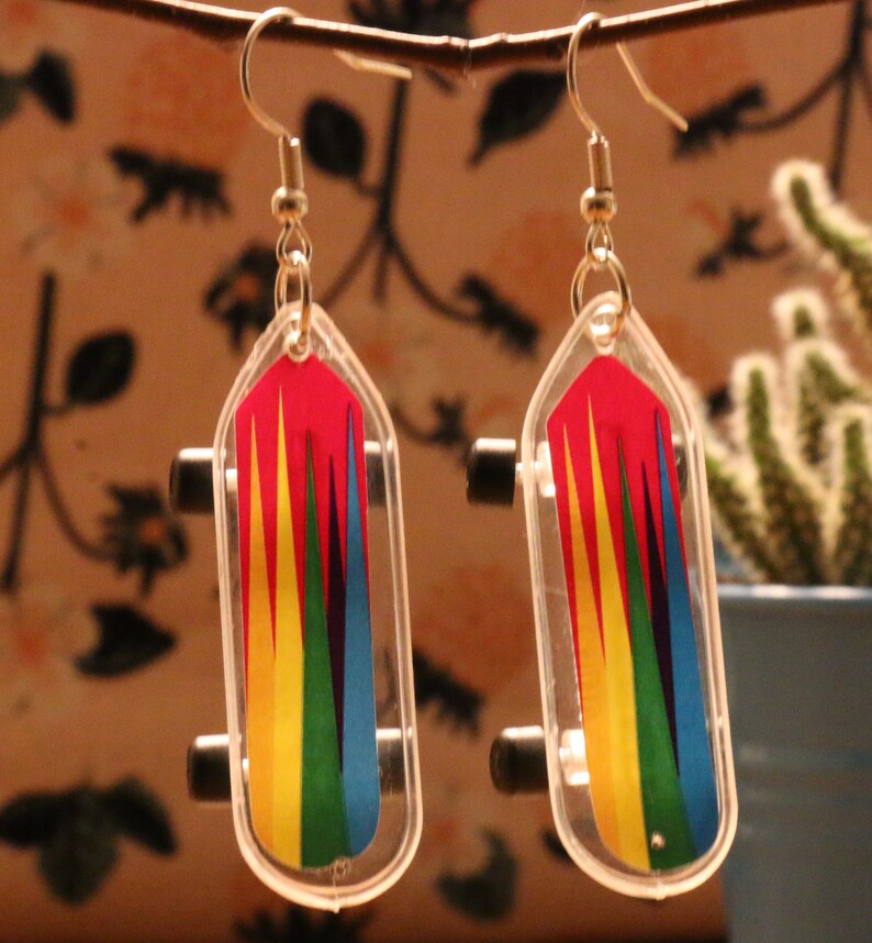 Skater skateboard earrings